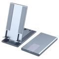 Suporte de telefone ajustável de alumínio Suporte de mesa para tablet totalmente dobrável Base para telefone Acessórios de escritório - Prata