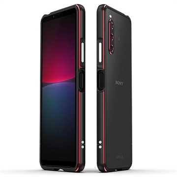 Capa com Proteção Lateral em Metal Polar Lights Style para Sony Xperia 10 IV - Preto / Vermelho