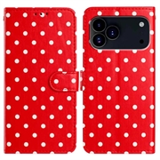 Capa para carteira com padrão de bolinhas para iPhone 17 Pro - Vermelho