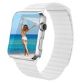 Bracelete de Pele Premium para Apple Watch Series 7/SE/6/5/4/3/2/1 - 45mm/44mm/42mm - Branco