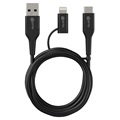 Cabo Prio USB-C / Lightning para USB-A de Alta Velocidade 2-em-1 - 1.2M - Preto