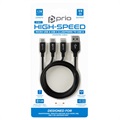 Cabo de Carregamento 3 em 1 Prio High-Speed - 1.2m - Preto