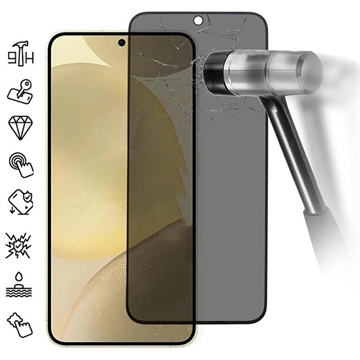 Samsung Galaxy S25+ Protetor de ecrã de vidro temperado privacidade - Suporta desbloqueio por impressão digital - Borda Preta