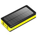Power Bank Solar / Carregador Sem Fio Resistente à Água - 20000mAh - Preto
