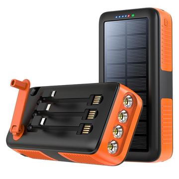 Psooo PS-618 Banco de energia solar de 30000mAh com manivela - Laranja / Preto