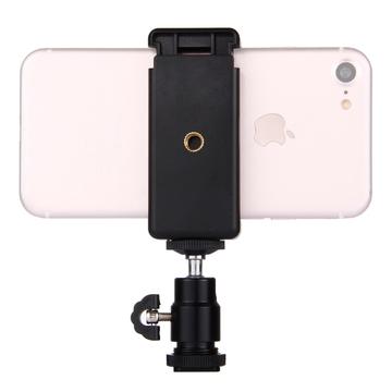 Puluz PU214 1/4" Cabeça de tripé de sapata quente e braçadeira para smartphones - Preto