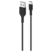 Cabo USB-A / USB-C ultra-resistente em tecido Puro - 1,2 m, 30 W - Preto