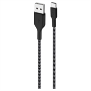 Cabo USB-A / USB-C ultra-resistente em tecido Puro - 2 m, 30 W - Preto