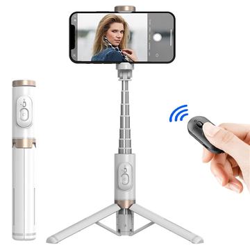 Bastão e tripé para selfies extensível Q12 com controlo remoto Bluetooth - Branco