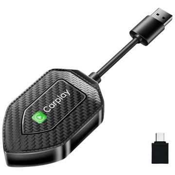 Adaptador Q1D 2 em 1 com fios para CarPlay e Android Auto sem fios - Conectores USB-A/USB-C