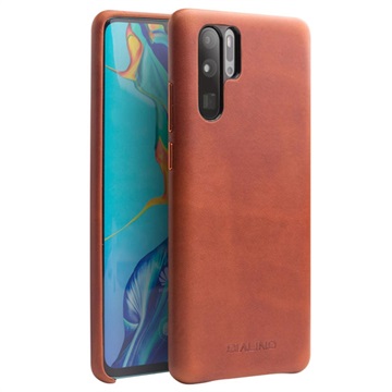 Bolsa de Pele Qialino Premium para Huawei P30 Pro - Castanho