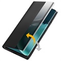 Bolsa Tipo Flip de Cabedal Qialino Smart View para Honor Magic4 - Clássico - Preto