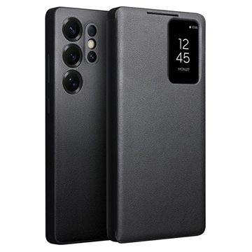 Bolsa tipo Flip de Couro Qialino Smart View para Samsung Galaxy S25 Ultra - Preto