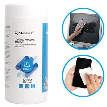 Toalhetes para Limpeza de Ecrã Qnect - 100 Un.