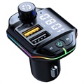 Transmissor FM Bluetooth / Carregador Rápido de Carro RGB ZTB-A10 - 20W - Preto