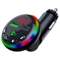 Transmissor FM Bluetooth LED RGB e Carregador de Carro F13 com 2x USB