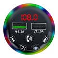 Transmissor FM Bluetooth LED RGB e Carregador de Carro F13 com 2x USB