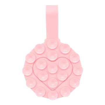 Suporte para telemóvel com ventosa em forma de coração em silicone RK-X18/19 - Suporte amovível de dupla face - Rosa