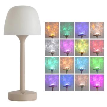 Lâmpada de projeção RGB Onda do oceano recarregável com controlo remoto