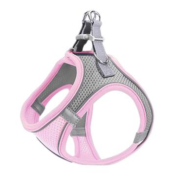 Arnês refletor para cães e gatos com trela - S - Cor-de-Rosa / Cinzento