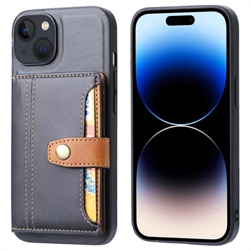 Bolsa com Carteira Retro Style para iPhone 15 Plus - Preto