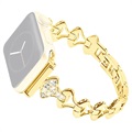 Bracelete em Forma de Leque com Strass para Apple Watch 7/SE/6/5/4/3/2/1 - 45mm/44mm/42mm - Dourado