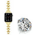 Bracelete em Forma de Leque com Strass para Apple Watch 7/SE/6/5/4/3/2/1 - 45mm/44mm/42mm - Dourado