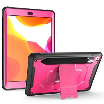 Capa Híbrida Rugged per iPad 10.2 2019/2020/2021 com Suporte - Cor-de-Rosa Forte
