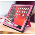 Capa Híbrida Rugged per iPad 10.2 2019/2020/2021 com Suporte - Cor-de-Rosa Forte