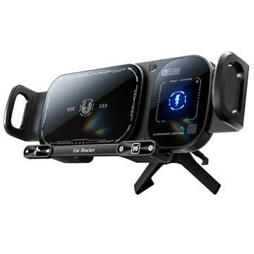 Carregador sem fios para automóvel SD01 15W Dual-Coil / Suporte para automóvel - Preto