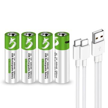 Bateria AA recarregável USB-C de lítio SMARTOOOLS - 1700mAh - 4 peças.