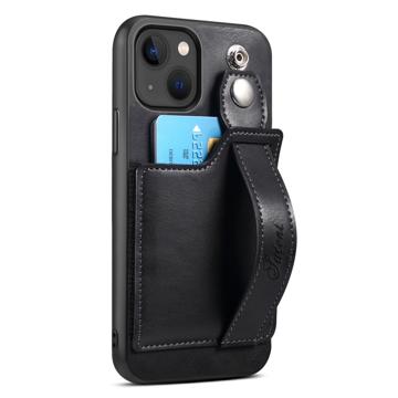 Capa Suteni H12 para iPhone 14 Plus com Compartimento para Cartão e Alça de Mão - Preto