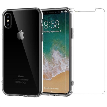 Capa de TPU com Protetor Ecrã Saii 2-em-1 para iPhone X/XS