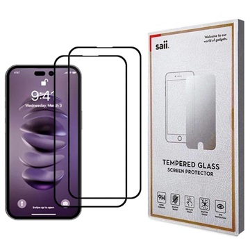 Protetor de Ecrã Saii 3D Premium para iPhone 14 Pro Max - 2 Unidades