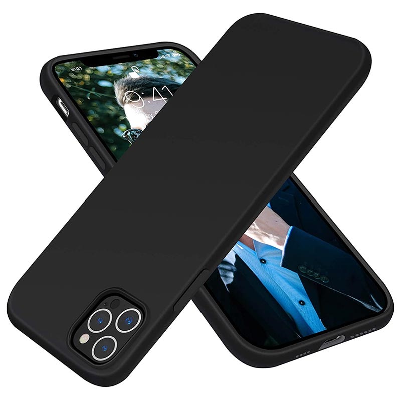 Capa de silicone líquido Saii Premium para iPhone 12 Pro Max - Preto