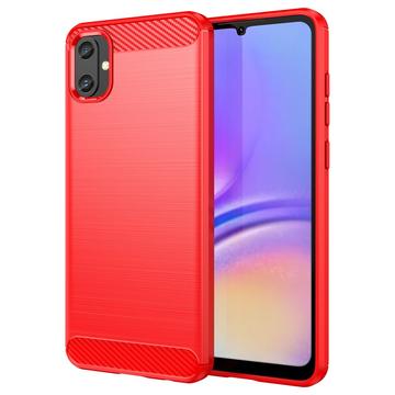 Capa de TPU Escovado para Samsung Galaxy A05 - Fibra de Carbono - Vermelho