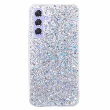 Capa de TPU Glitter Flakes para Samsung Galaxy A05s - Prateado