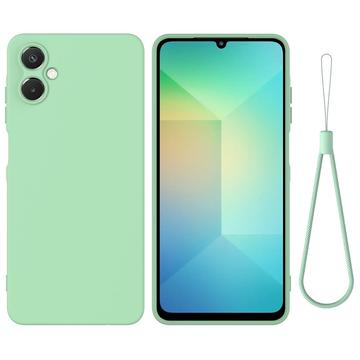 Capa de silicone líquido com correia de mão para Samsung Galaxy A06 5G - Verde