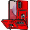 Capa Híbrida de Anel Rotativo com Proteção de Câmera para Samsung Galaxy A14 - Vermelho