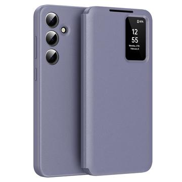 Capa Flip Samsung Galaxy A16 Smart Clear View com ranhura para cartão - Cinzento Roxo