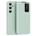 Capa flip para Samsung Galaxy A16 Smart Clear View com ranhura para cartão - Verde claro