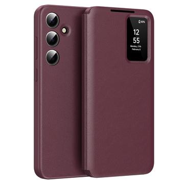 Capa flip para Samsung Galaxy A16 Smart Clear View com ranhura para cartão - Vermelho vinho