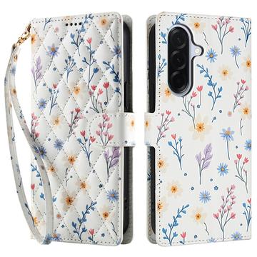 Samsung Galaxy A17/A26 Capa carteira floral rômbica - Flores coloridas