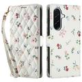 Samsung Galaxy A17/A26 Capa carteira floral rômbica - Rosas