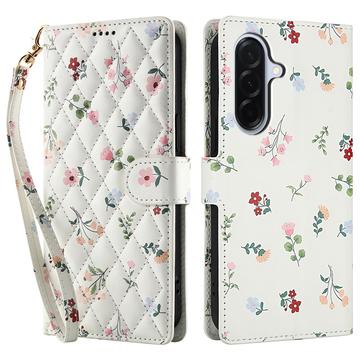 Samsung Galaxy A17/A26 Capa carteira floral rômbica - Rosas