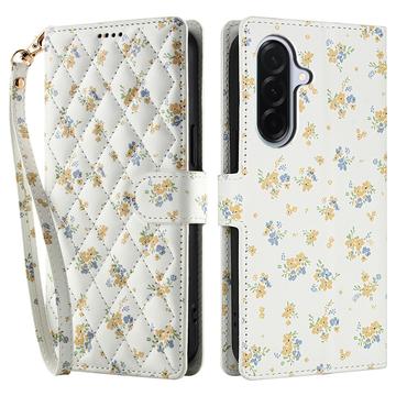 Samsung Galaxy A17/A26 Capa carteira floral rômbica