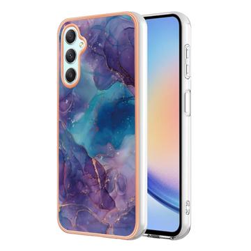 Capa Galvanizada de TPU para Samsung Galaxy A25 com Padrão de Mármore - Púrpura