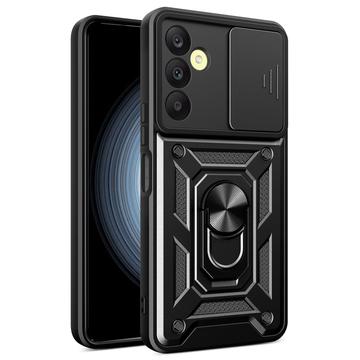Capa Híbrida de Anel Rotativo com Proteção de Câmera para Samsung Galaxy A25 - Preto