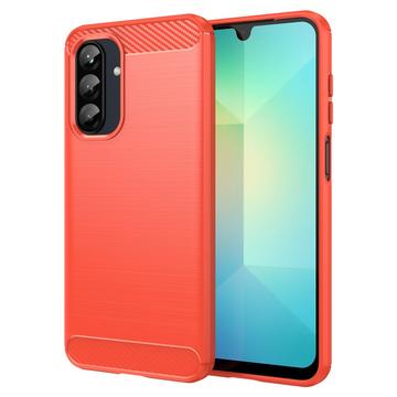 Capa de TPU Escovado para Samsung Galaxy A26 - Fibra de Carbono - Vermelho