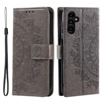 Bolsa tipo Carteira Mandala Series para Samsung Galaxy A26 - Cinzento